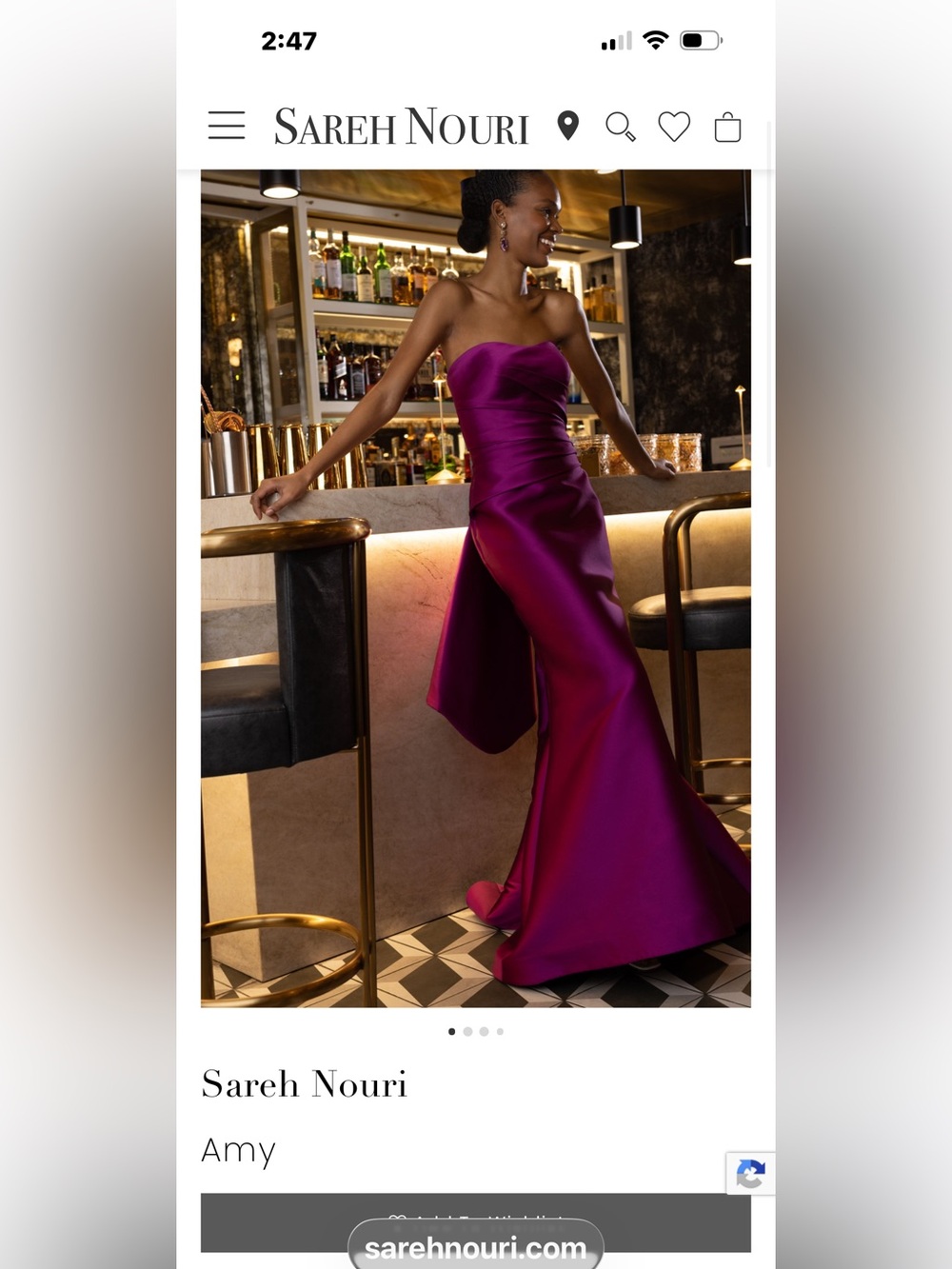 Strapless Magenta Satin Evening Gown